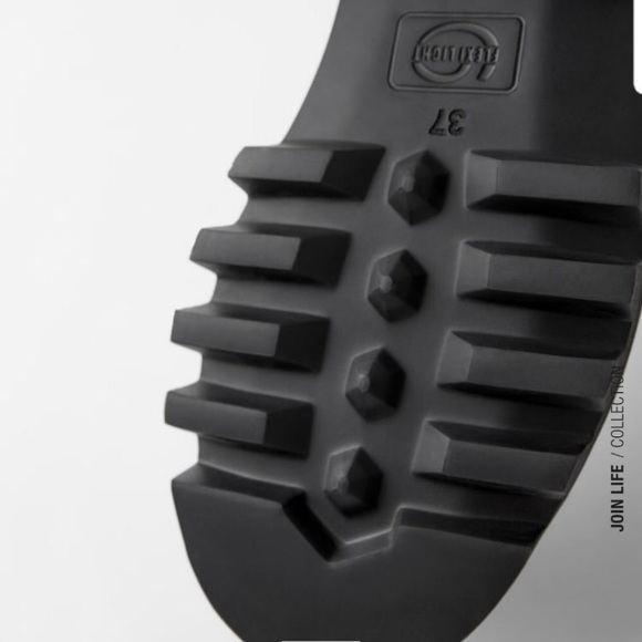 NWT Zara Lace Leather Ankle Boots with Lug Sole - Picture 9 of 12